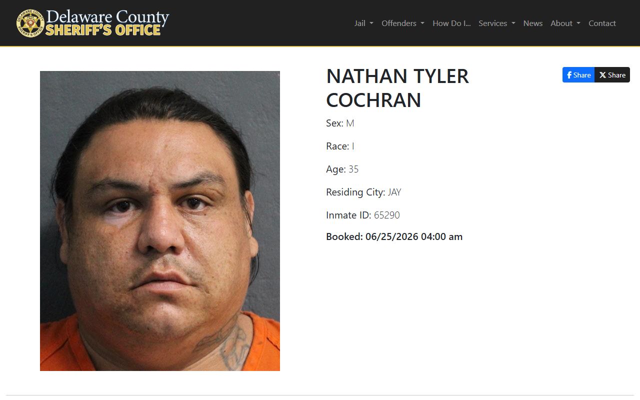 Delaware County booking photo and jail inmate profile fields